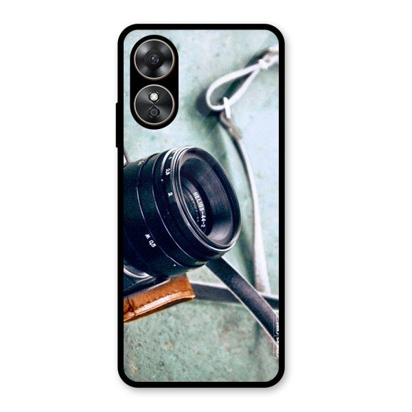 Leather Camera Lens Glass Back Case for Oppo A17