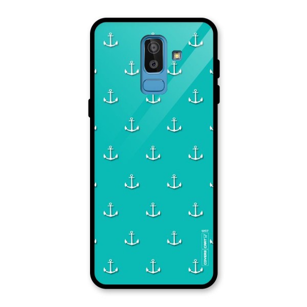 Light Blue Anchor Glass Back Case for Galaxy J8