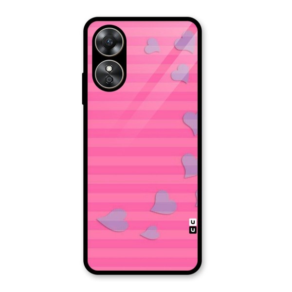 Light Heart Stripes Glass Back Case for Oppo A17