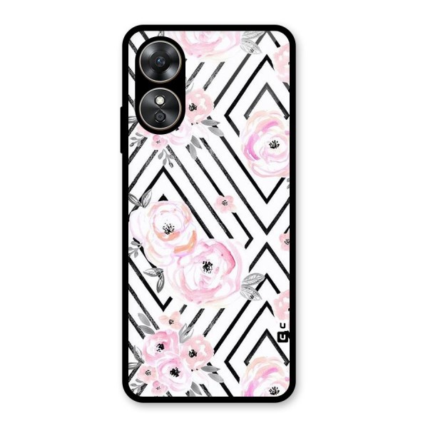 Light Pastel Flowers Design Glass Back Case for Oppo A17