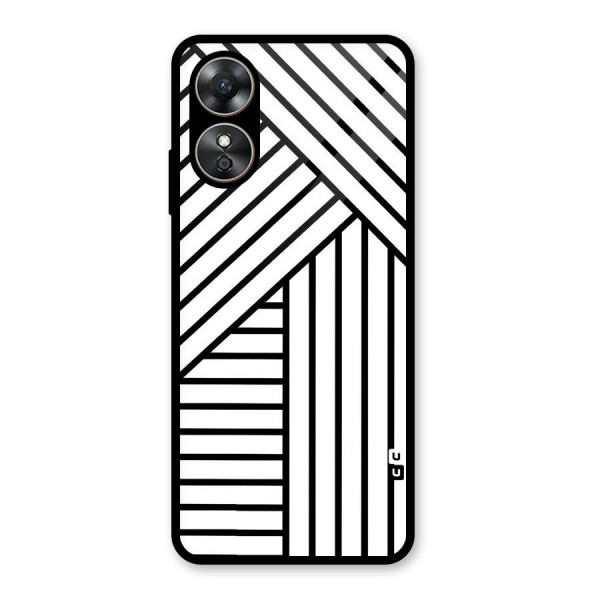 Lines Pattern Stripes Glass Back Case for Oppo A17