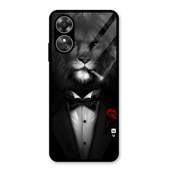 Lion Class Glass Back Case for Oppo A17