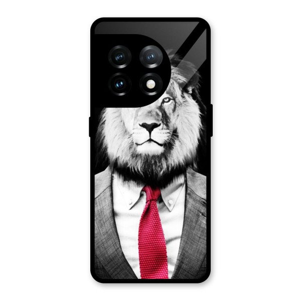 Lion with Red Tie Glass Back Case for OnePlus 11
