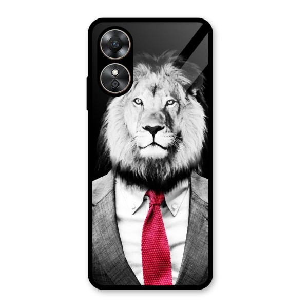 Lion with Red Tie Glass Back Case for Oppo A17