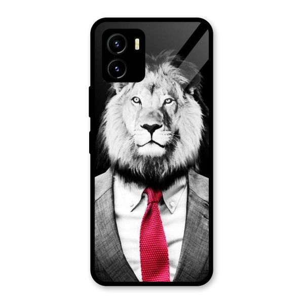 Lion with Red Tie Glass Back Case for Vivo Y15s