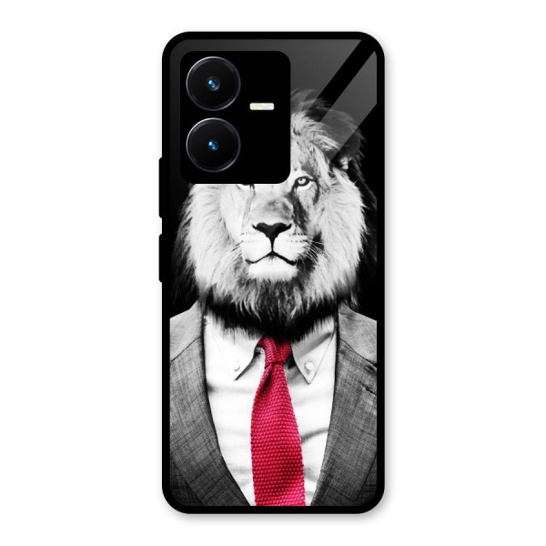 Lion with Red Tie Glass Back Case for Vivo Y22