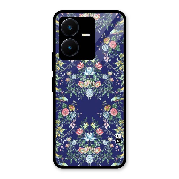 Little Flowers Pattern Glass Back Case for Vivo Y22