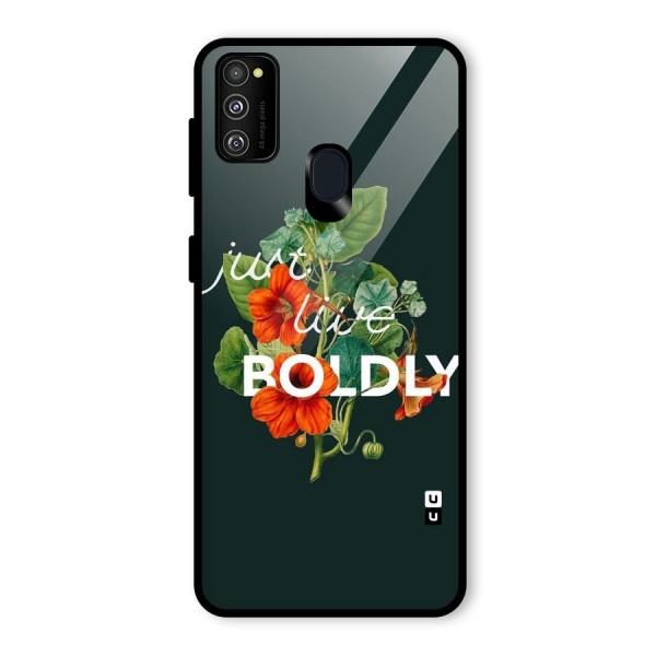 Live Boldly Glass Back Case for Galaxy M21