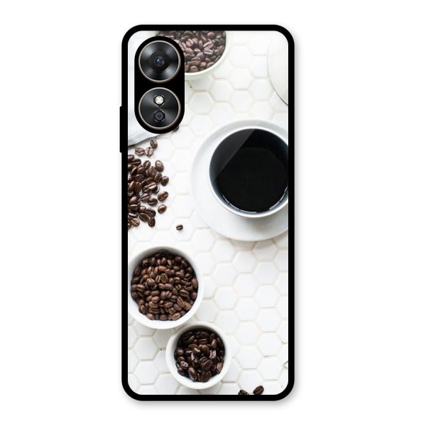 Live Coffee Glass Back Case for Oppo A17