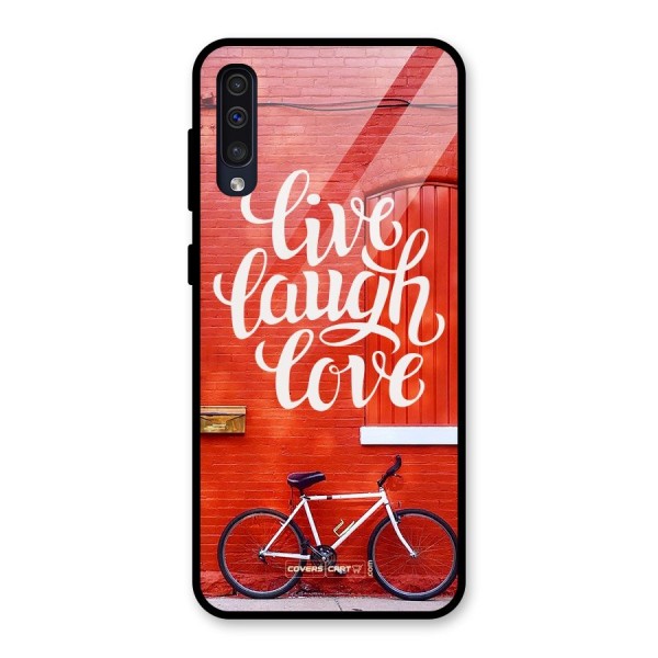 Live Laugh Love Glass Back Case for Galaxy A50