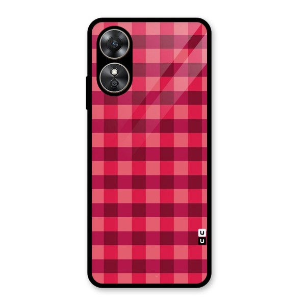 Love Checks Glass Back Case for Oppo A17