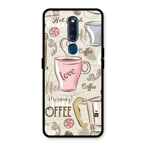 Love Coffee Design Glass Back Case for Oppo F11 Pro