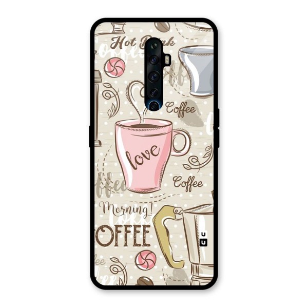 Love Coffee Design Glass Back Case for Oppo Reno2 Z