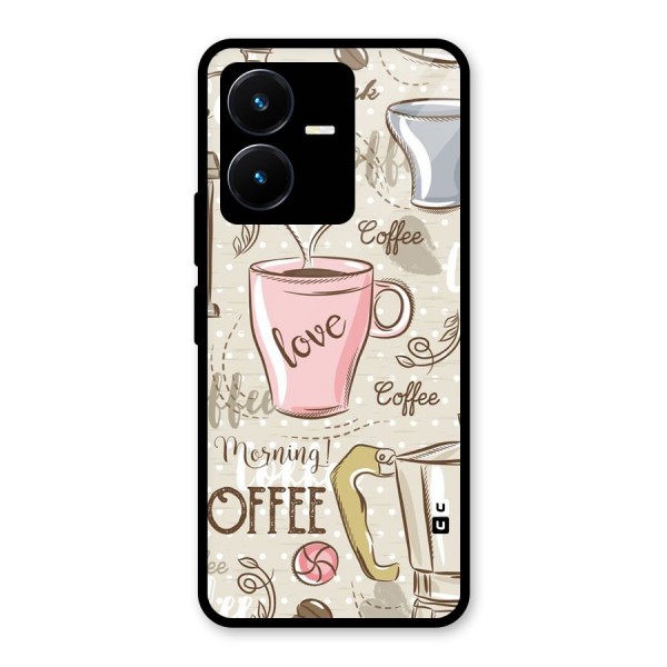 Love Coffee Design Glass Back Case for Vivo Y22