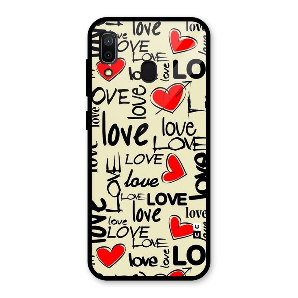 Love Hearts Pattern Glass Back Case for Galaxy A30