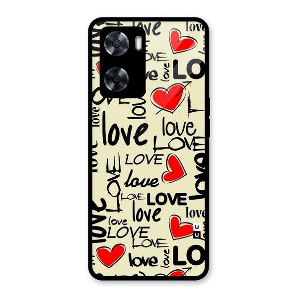 Love Hearts Pattern Glass Back Case for Oppo A57 2022