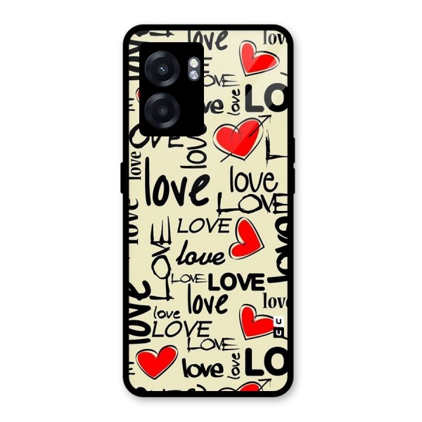 Love Hearts Pattern Glass Back Case for Oppo K10 (5G)