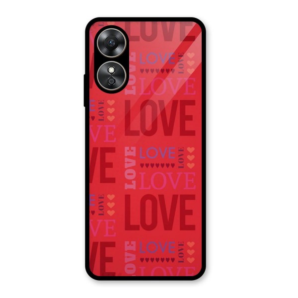 Love Pattern Glass Back Case for Oppo A17