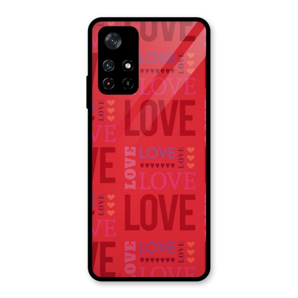 Love Pattern Glass Back Case for Poco M4 Pro 5G