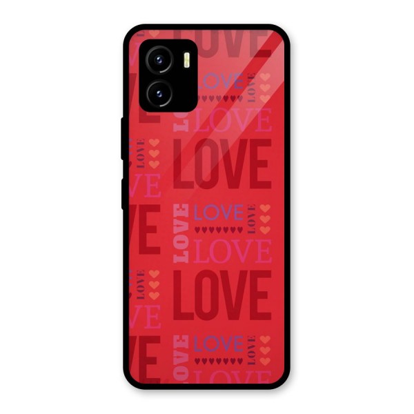 Love Pattern Glass Back Case for Vivo Y15s