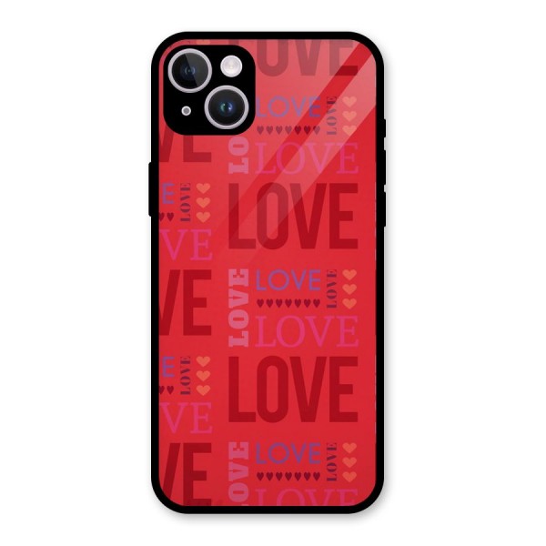 Love Pattern Glass Back Case for iPhone 14 Plus