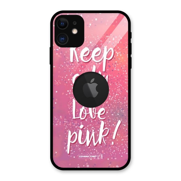 Love Pink Glass Back Case for iPhone 11 Logo Cut