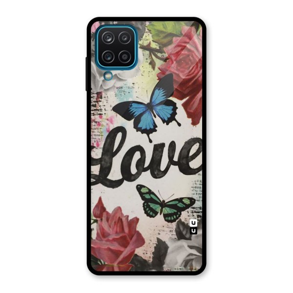 Lovely Butterfly Love Glass Back Case for Galaxy A12