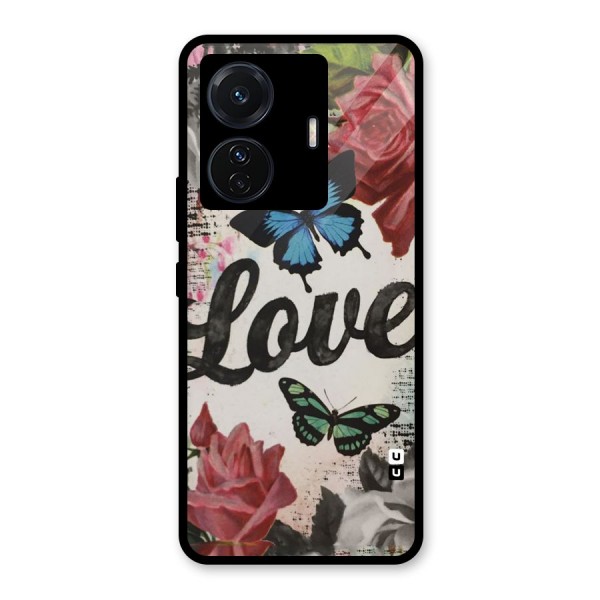 Lovely Butterfly Love Glass Back Case for Vivo T1 Pro