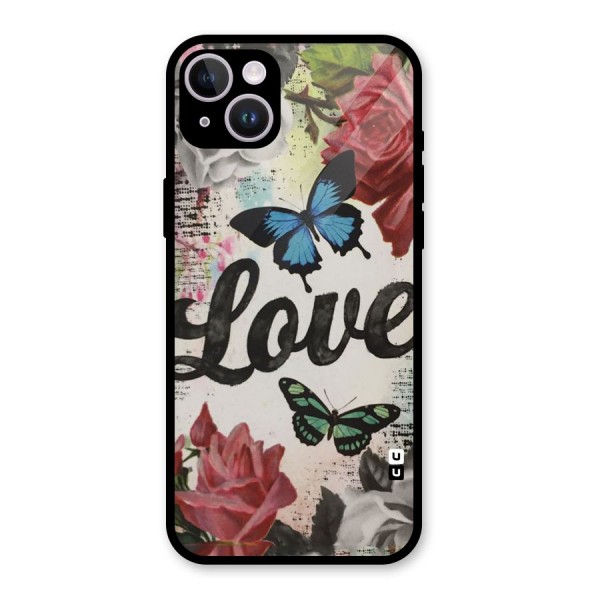 Lovely Butterfly Love Glass Back Case for iPhone 14 Plus