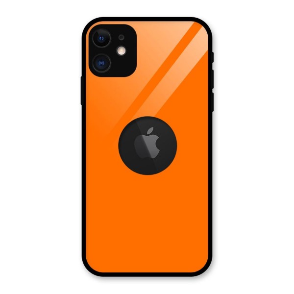 Mac Orange Glass Back Case for iPhone 11 Logo Cut