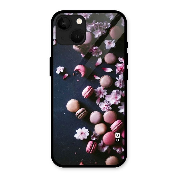 Macaroons And Cheery Blossoms Glass Back Case for iPhone 13