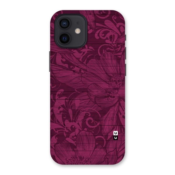 Magenta Floral Pattern Back Case for iPhone 12