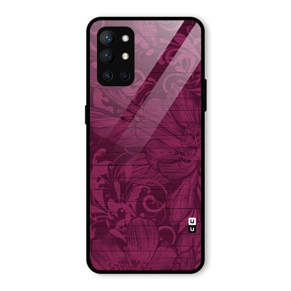 Magenta Floral Pattern Glass Back Case for OnePlus 9R