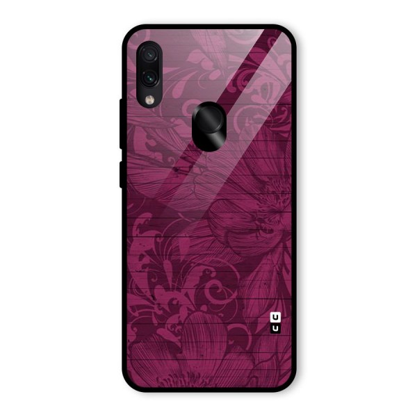 Magenta Floral Pattern Glass Back Case for Redmi Note 7S