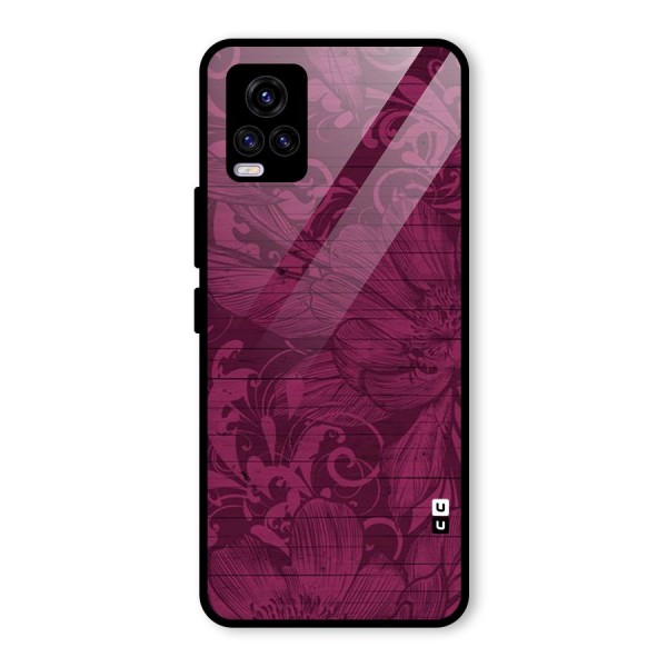 Magenta Floral Pattern Glass Back Case for Vivo V20