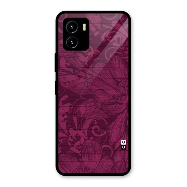 Magenta Floral Pattern Glass Back Case for Vivo Y15s