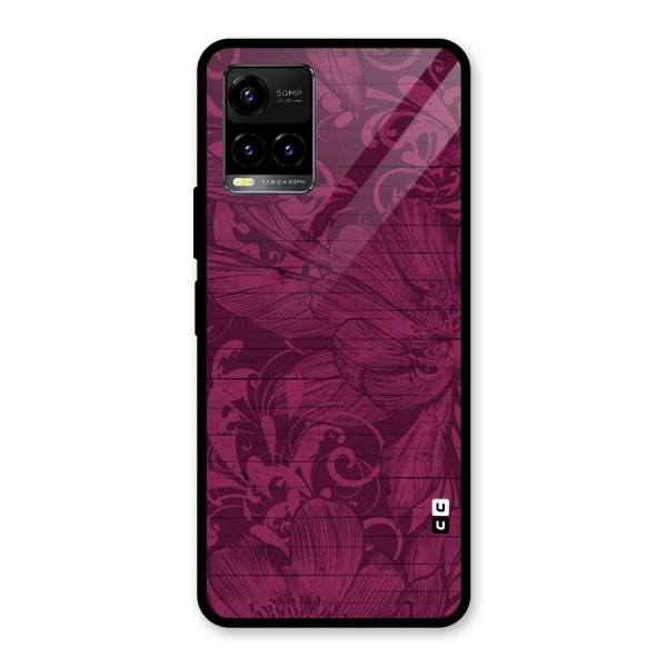 Magenta Floral Pattern Glass Back Case for Vivo Y21A