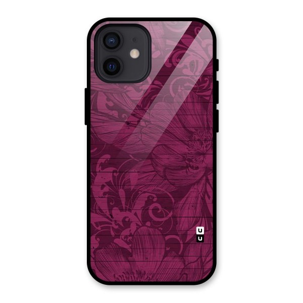 Magenta Floral Pattern Glass Back Case for iPhone 12