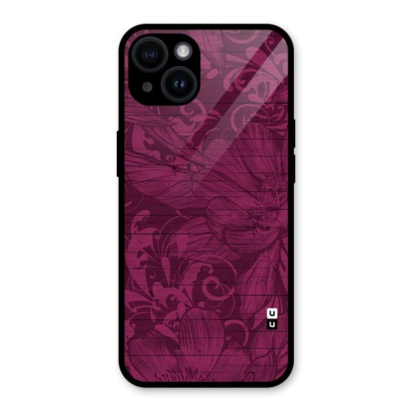 Magenta Floral Pattern Glass Back Case for iPhone 14