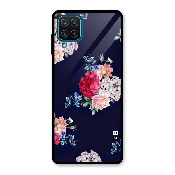 Magenta Peach Floral Glass Back Case for Galaxy A12