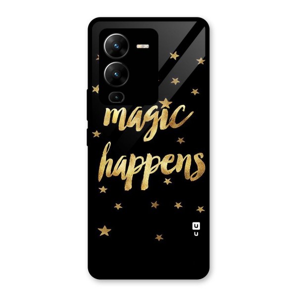 Magic Happens Glass Back Case for Vivo V25 Pro