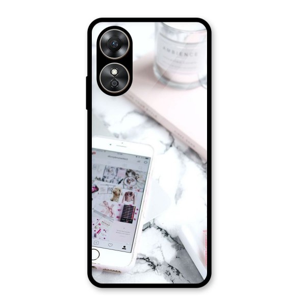 Make Up And Phone Glass Back Case for Oppo A17