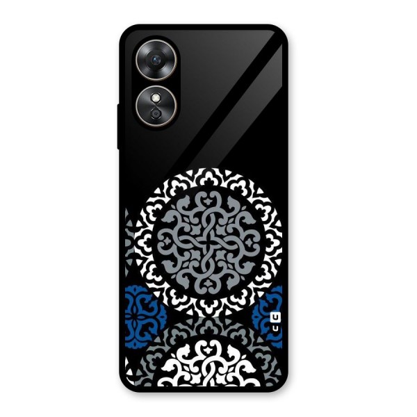 Mandala Circle Pattern Glass Back Case for Oppo A17