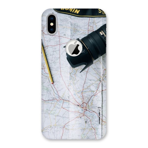 Map And Camera Back Case for iPhone XS Logo Cut