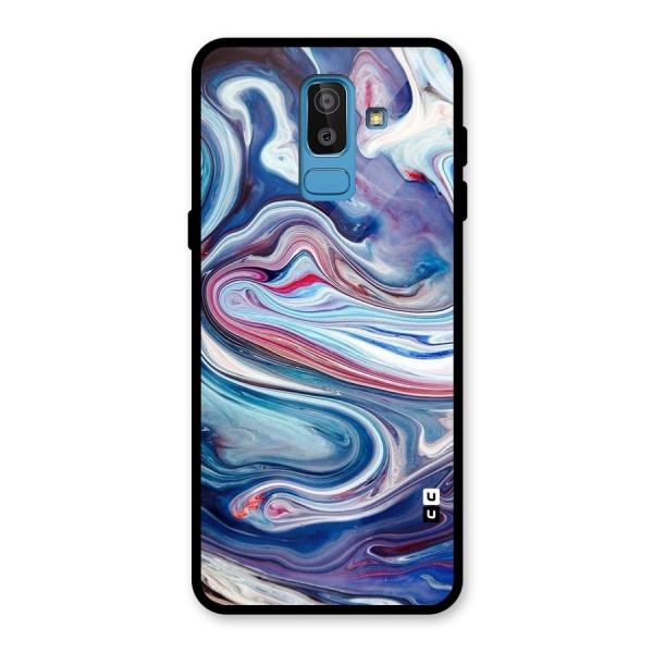 Marble Style Printed Glass Back Case for Galaxy J8