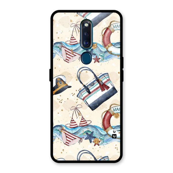 Marine Bag Design Glass Back Case for Oppo F11 Pro