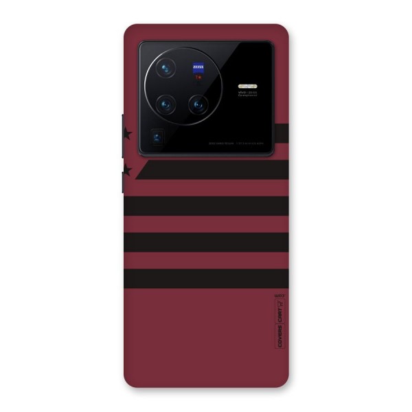 Maroon Star Striped Back Case for Vivo X80 Pro