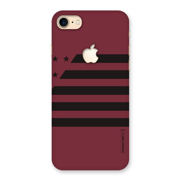 Maroon Star Striped Back Case for iPhone 7 Apple Cut