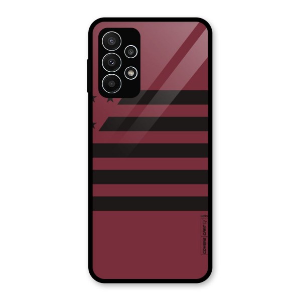 Maroon Star Striped Glass Back Case for Galaxy A23