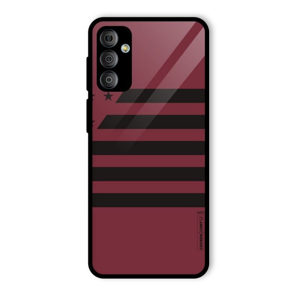 Maroon Star Striped Glass Back Case for Galaxy F23